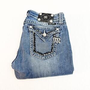 Miss Me Easy Boot Bootcut Denim Jean Fleur De Lis Size 28